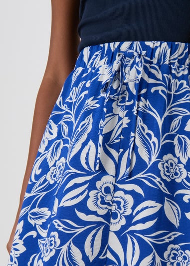 Blue Floral Midi Skirt