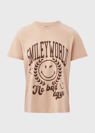 Beige Smiley Graphic T-Shirt