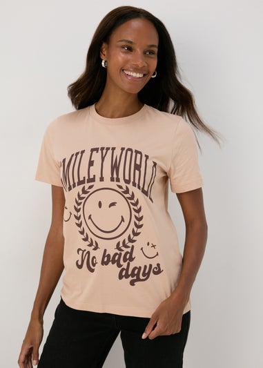 Beige Smiley Graphic T-Shirt