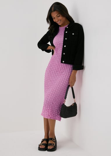 Pink Hyper Texture Midi Dress