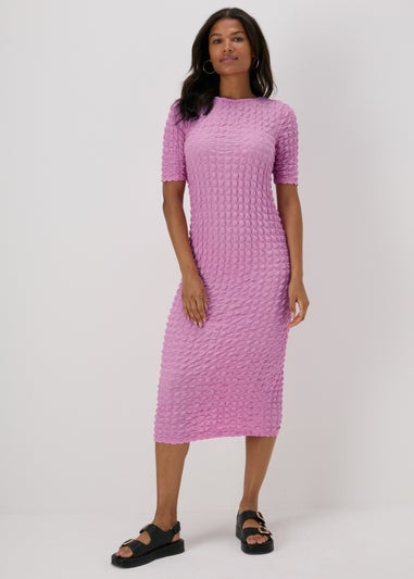 Pink Hyper Texture Midi Dress