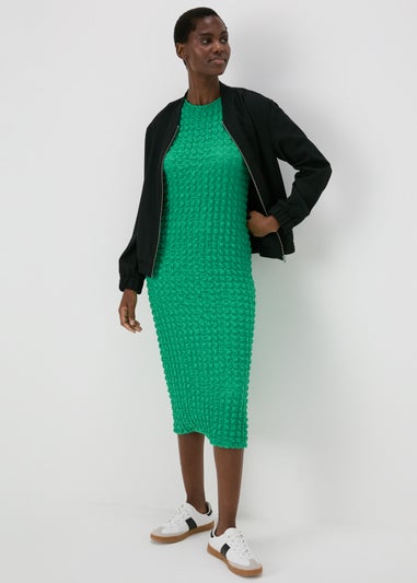 Green Hyper Texture Midi Dress