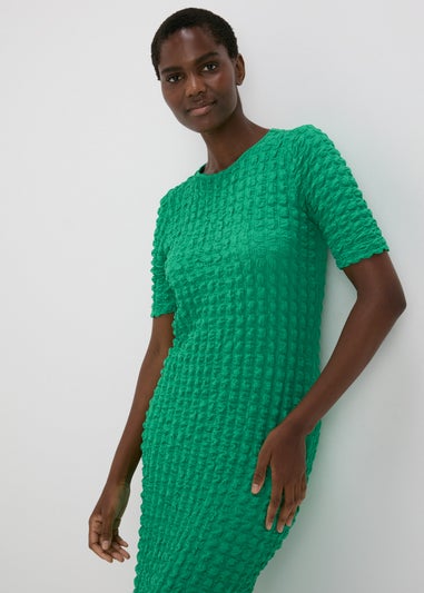 Green Hyper Texture Midi Dress