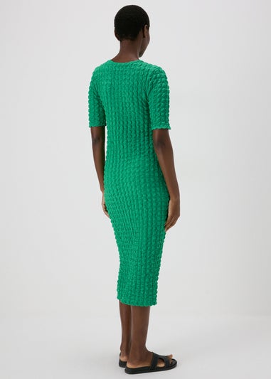 Green Hyper Texture Midi Dress