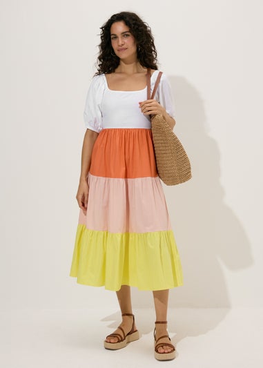 Multicolour Linen Smock Maxi Dress