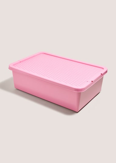 Pink Rattan Lid Storage Box (32L)