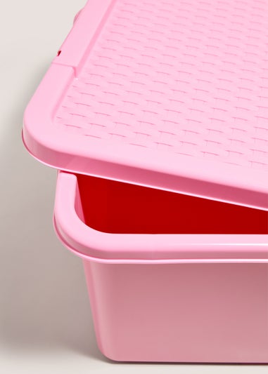 Pink Rattan Lid Storage Box (45L)