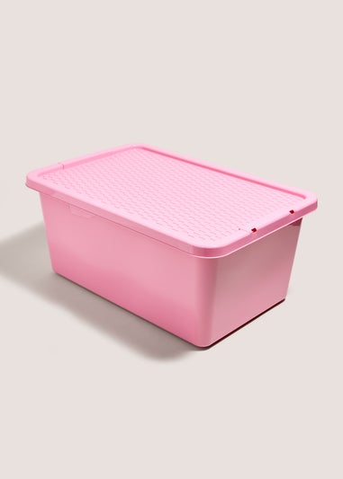 Pink Rattan Lid Storage Box (45L)