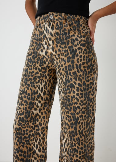 Brown Animal Straight Leg Jeans