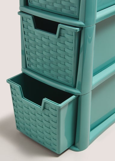 Green Small Rattan Drawers (19cmx26cmx48cm)