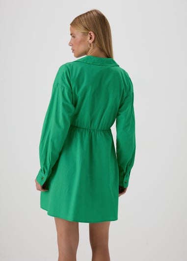 Green Wrap Shirt Mini Dress