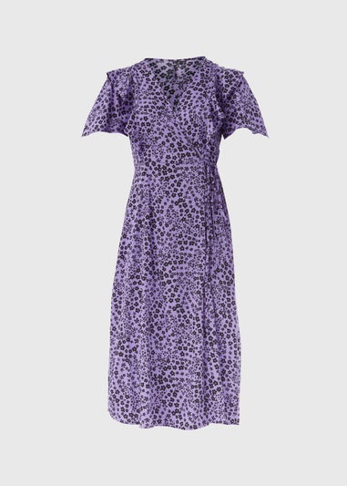 Purple Floral Wrap Dress