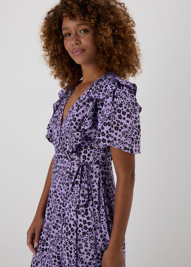 Purple Floral Wrap Dress