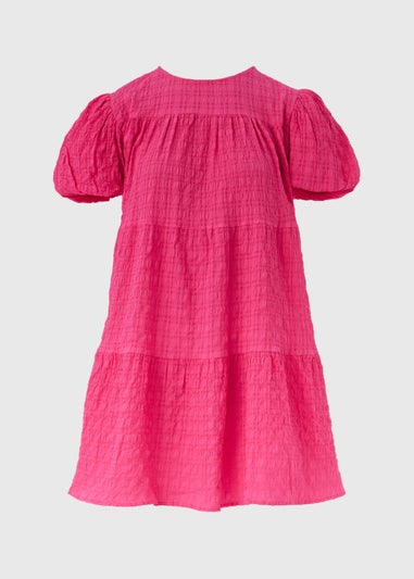 Pink Textured Smock Dress