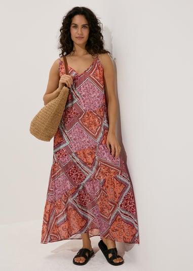 Multicolour Patchwork Print Cami Dress