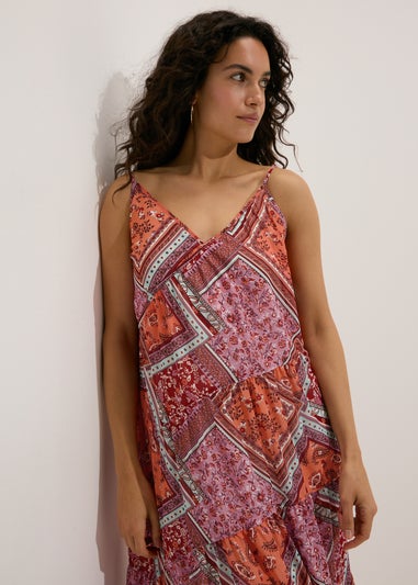 Multicolour Patchwork Print Cami Dress