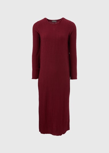 Burgundy Textured Midi Dress