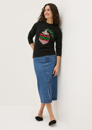 Black Sequin Christmas Jumper