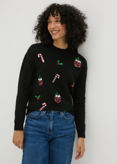 Black Sequin Christmas Jumper