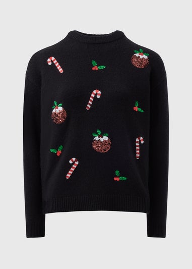 Black Sequin Christmas Jumper