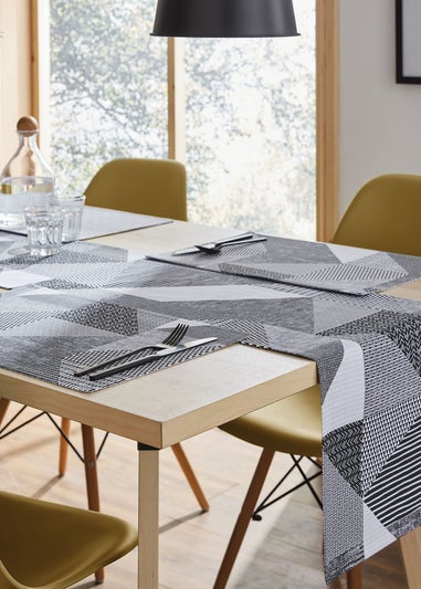 Catherine Lansfield Grey Larsson Geo Cotton Dining Placemat Pair (30x46 cm)