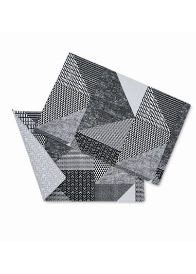 Catherine Lansfield Grey Larsson Geo Cotton Dining Placemat Pair (30x46 cm)