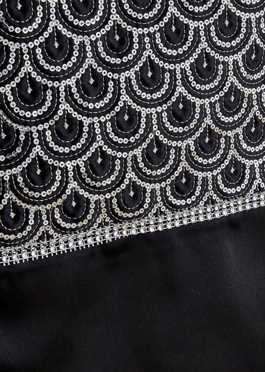 Catherine Lansfield Black Deco Sequin Dining Table Runner (32x220 cm)