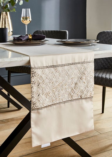 Catherine Lansfield Champagne Deco Sequin Dining Table Runner (32x220 cm)
