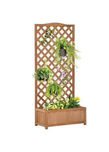 Outsunny Brown Garden Wooden Planter Box (76x36x170cm)