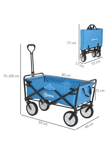 Outsunny Blue Folding Outdoor Storage Trolley Cart (90L)