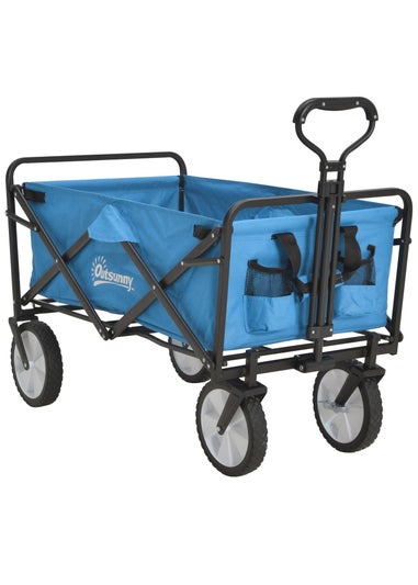 Outsunny Blue Folding Outdoor Storage Trolley Cart (90L)