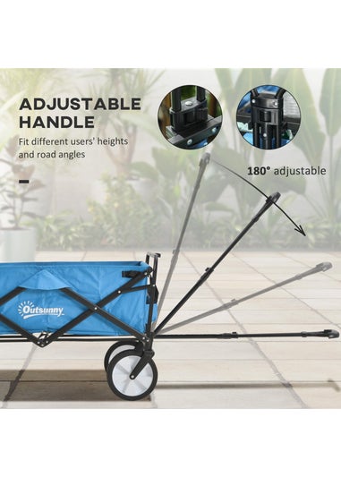 Outsunny Blue Folding Outdoor Storage Trolley Cart (90L)