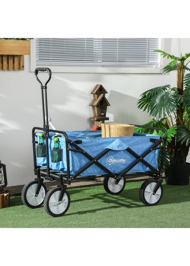 Outsunny Blue Folding Outdoor Storage Trolley Cart (90L)