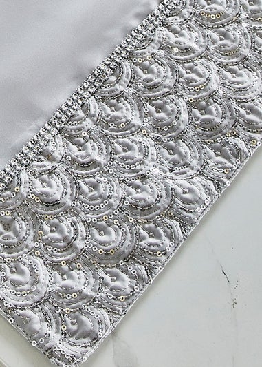 Catherine Lansfield Silver Deco Sequin Dining Place Mat 4 Pack (30x46 cm)