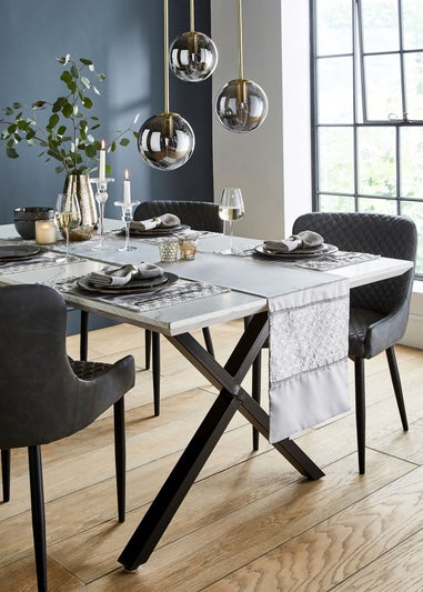 Catherine Lansfield Silver Deco Sequin Dining Place Mat 4 Pack (30x46 cm)