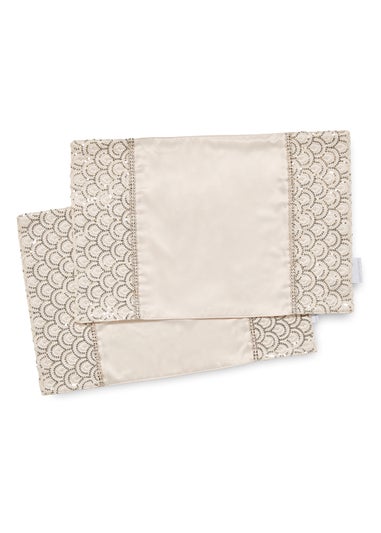 Catherine Lansfield Champagne Deco Sequin Dining Place Mat 4 Pack (30x46 cm)
