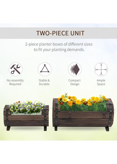 Outsunny Brown Wooden Flower Plant Pot 2PCs (56L)