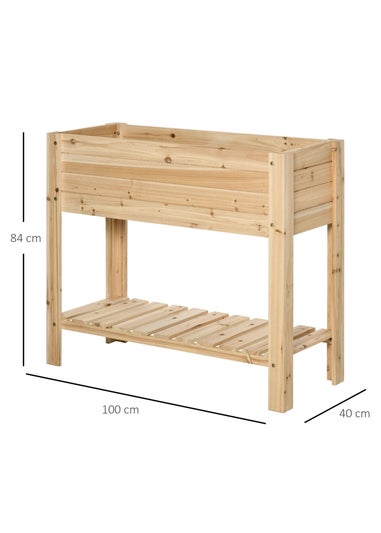 Outsunny Natural Wooden Raised Garden Bed Plant Stand (100 x 40 x 84cm)