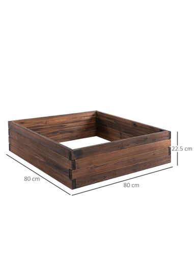 Outsunny Brown Wooden Raised Beds (80L x 80W x 22.5Hcm)