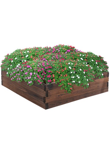 Outsunny Brown Wooden Raised Beds (80L x 80W x 22.5Hcm)