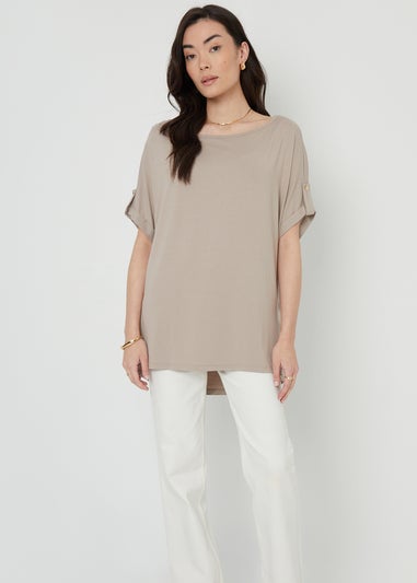 Threadbare Stone Lilou Batwing Sleeve Slash Neck Tunic Top