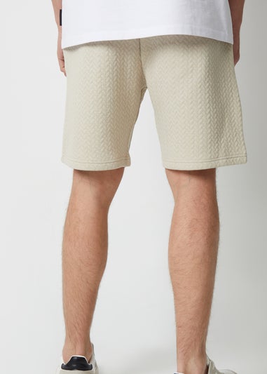 Threadbare Stone Cotton Blend Textured Sweat Shorts