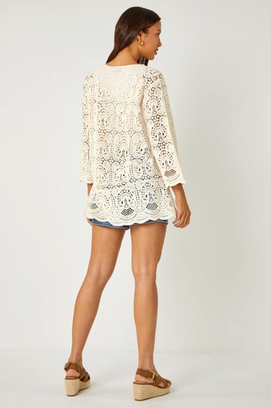 Roman Natural Cotton Crochet Tunic Top