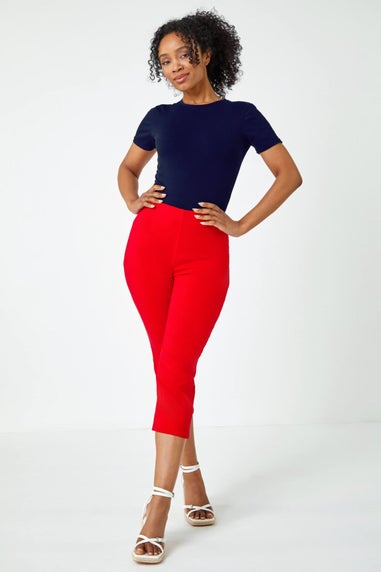 Roman Red Petite Cropped Stretch Trouser