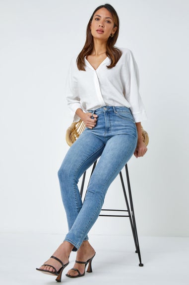 Roman Blue Slim Leg Stretch Mom Jeans