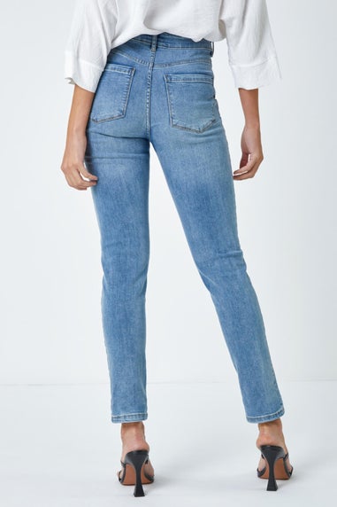 Roman Blue Slim Leg Stretch Mom Jeans