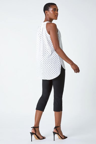 Roman Ivory Broderie V-Neck Cotton Tunic Top