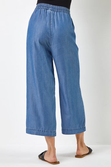 Roman Denim Waist Tie Detail Culottes