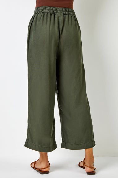 Roman Khaki Waist Tie Detail Culottes