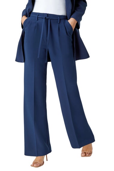 Roman Navy Crepe Stretch Straight Leg Trousers